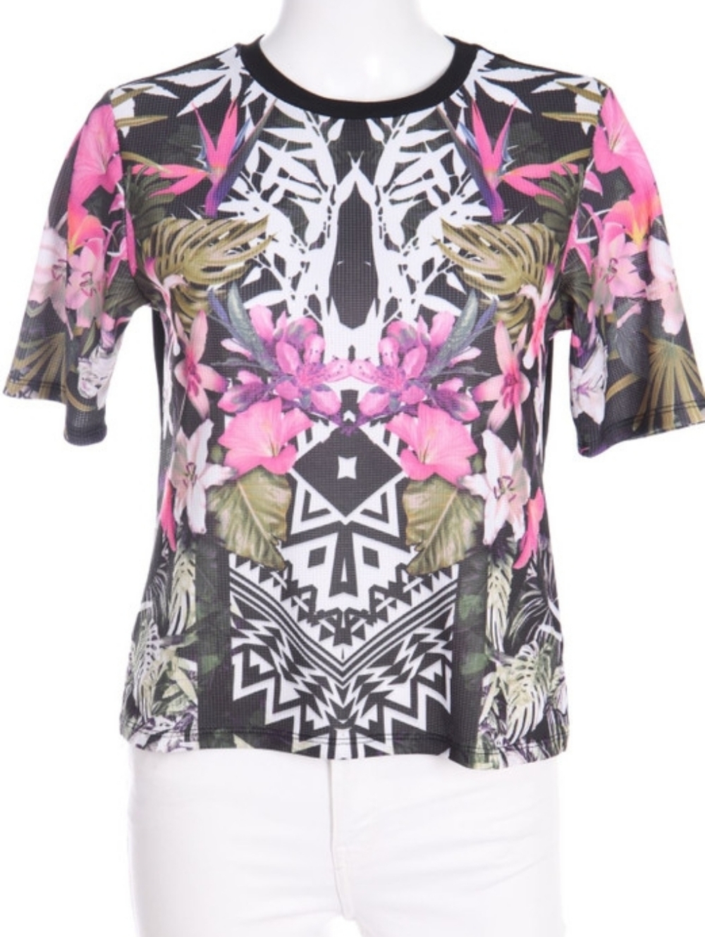Floral Tribal Print Short Sleeve Top